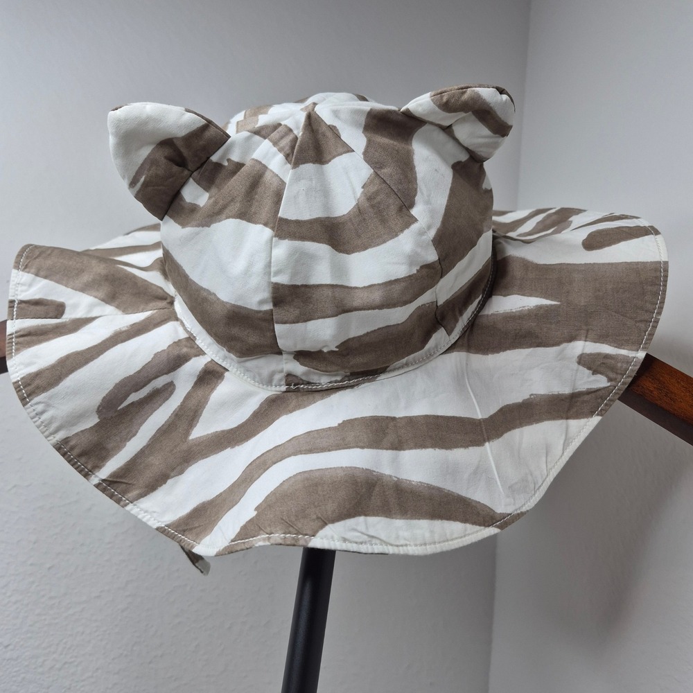 Gymboree Zebra Print Sun Hat with Ears Brown White Toddler Girls 2T-3T Strap